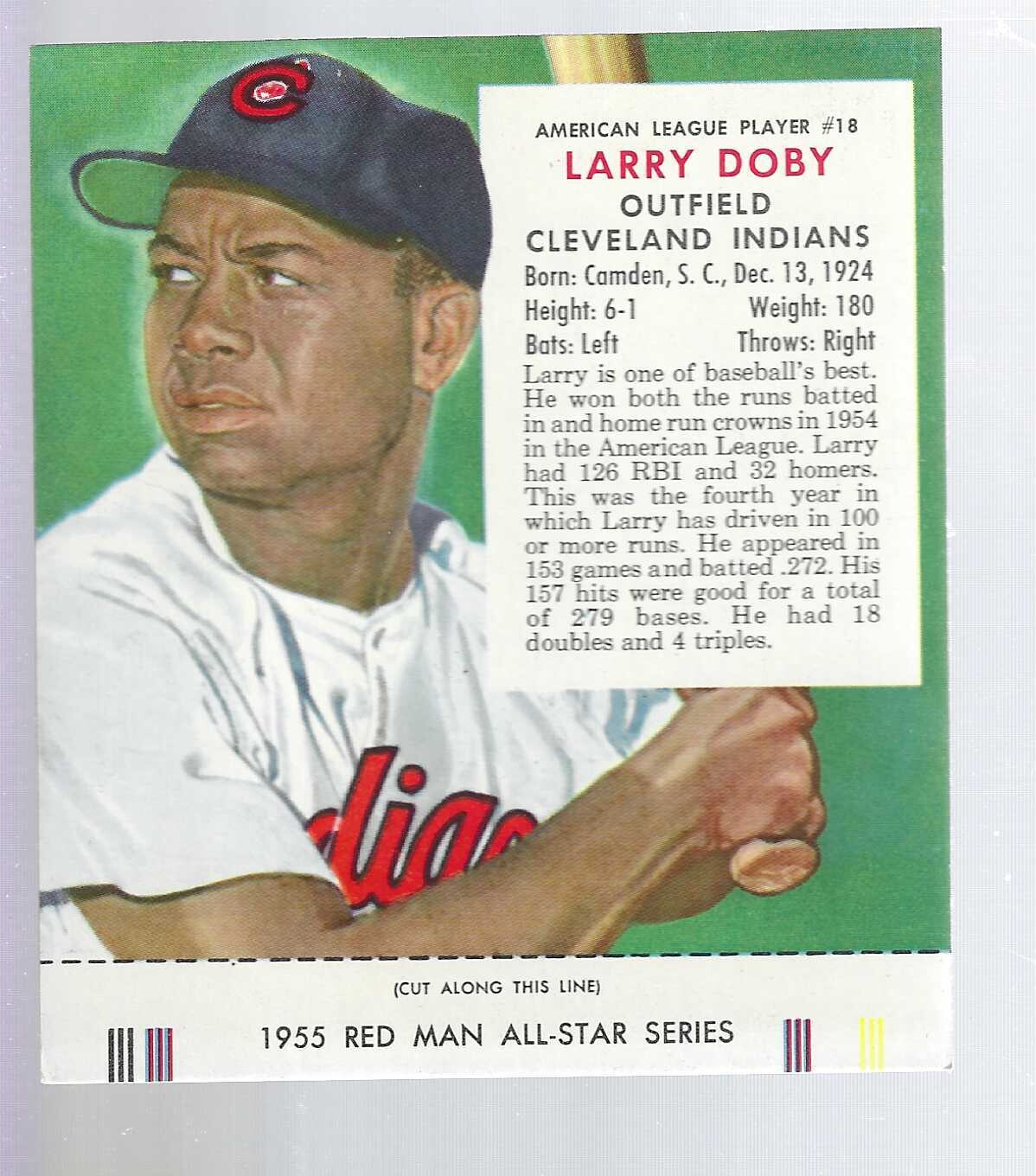 1955 Red Man Tobacco #18 NL Larry Doby Nr Mint