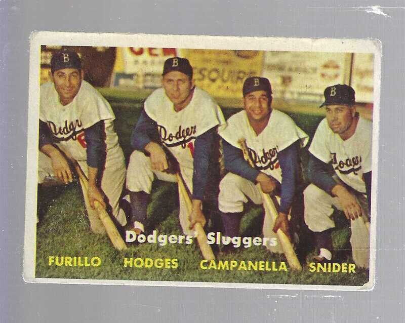 1957 Topps #400 Dodger Sluggers VG List $150