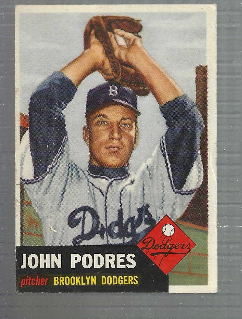 1953 Topps #263 Johnny Podres rookie list $400