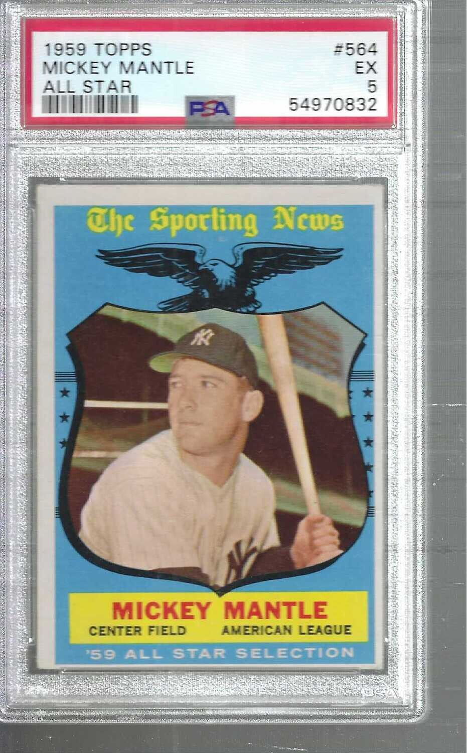 1959 Topps #564 Mickey Mantle All Star PSA 5