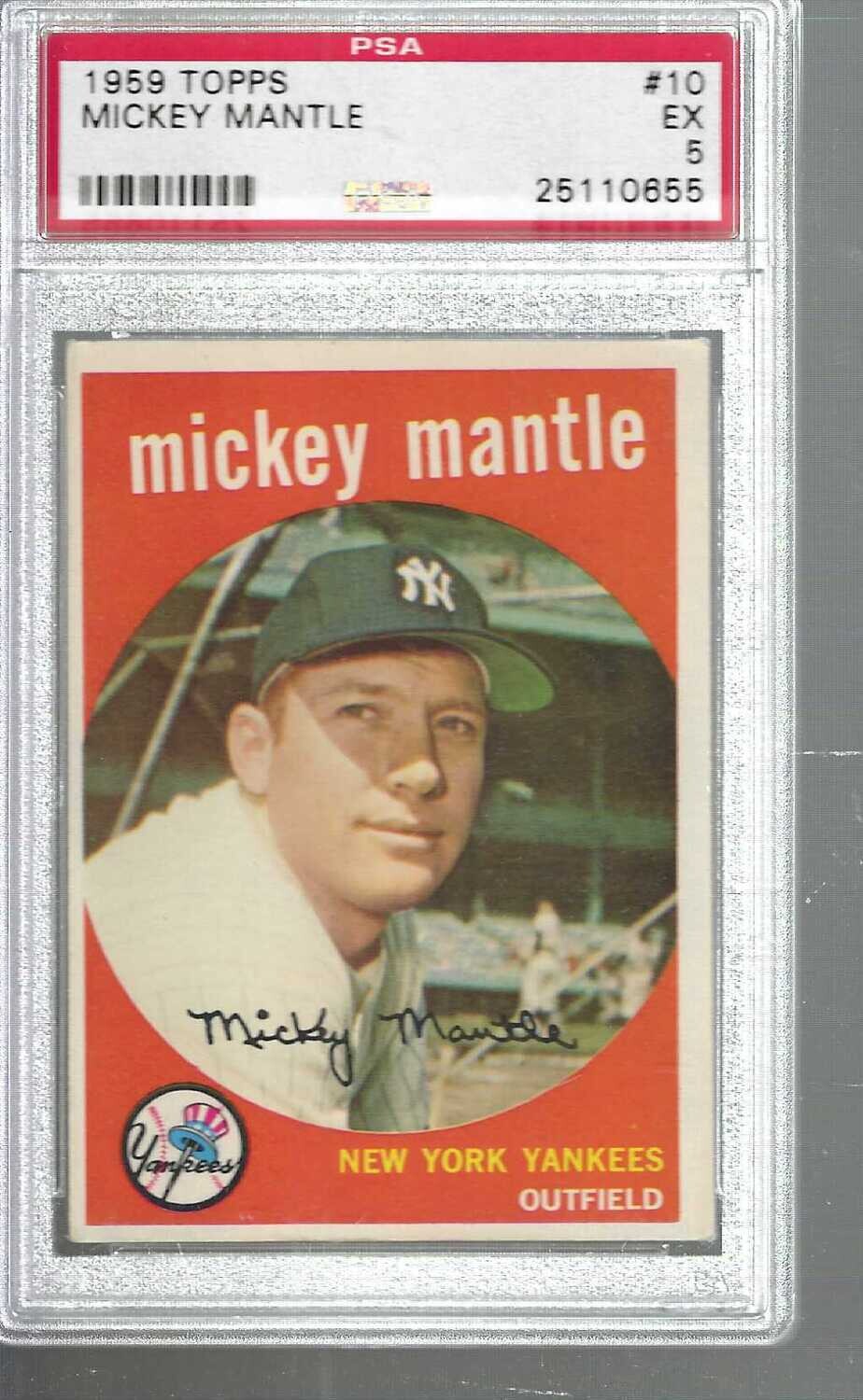 1959 Topps #10 Mickey Mantle PSA 5