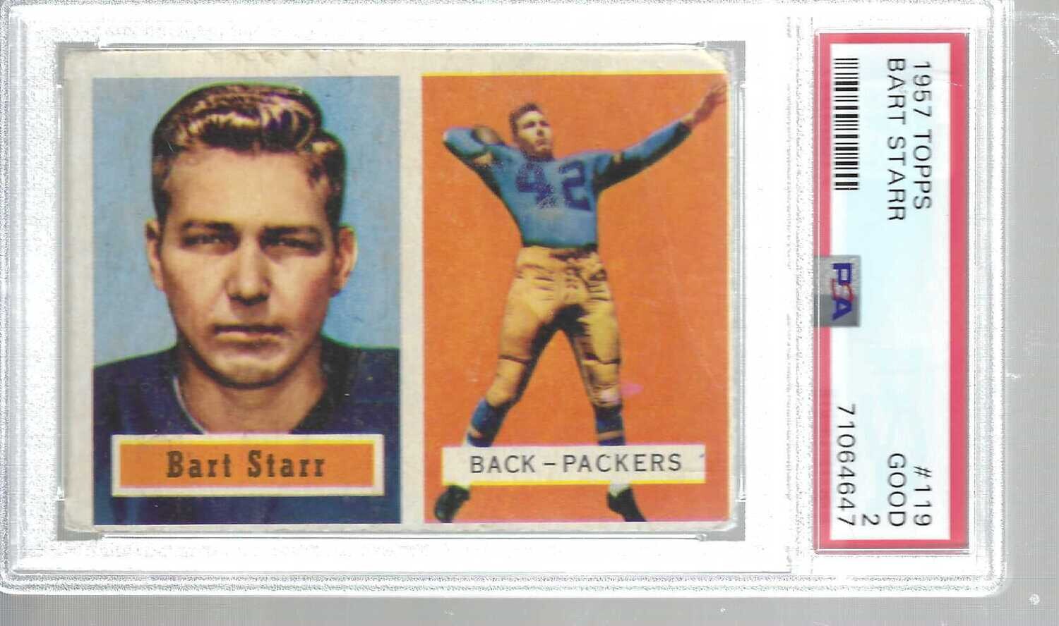 1957 Topps #119 Bart Starr rookie PSA 2