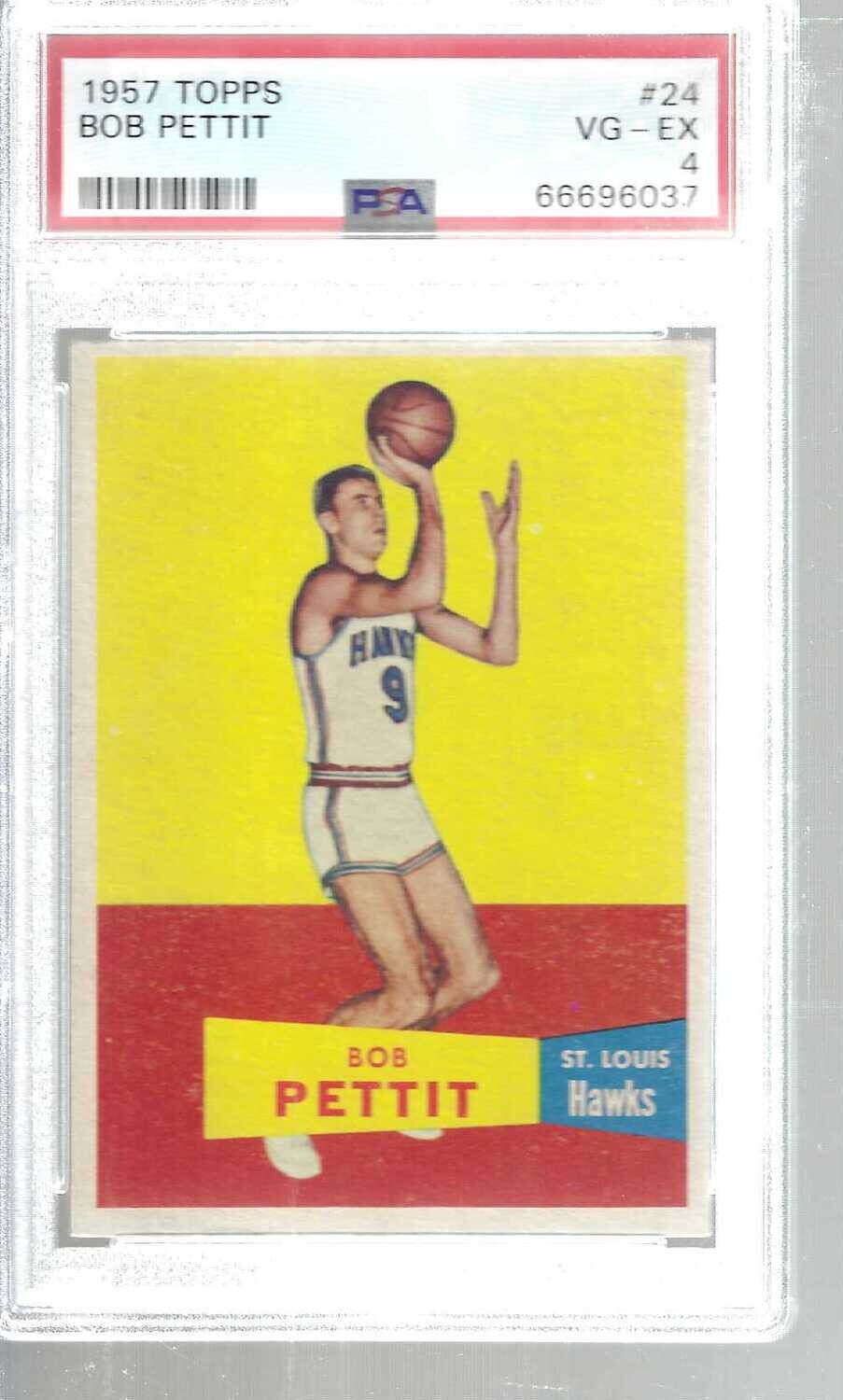 1957 Topps #24 Bob Pettit rookie PSA 4
