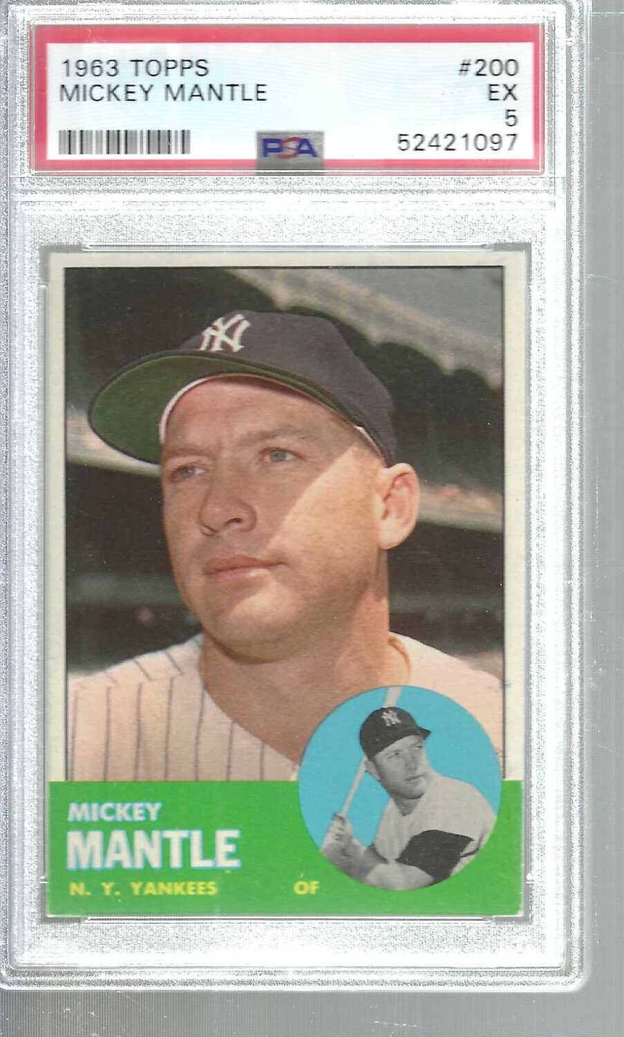 1963 Topps #200 Mickey Mantle PSA 5 Centered