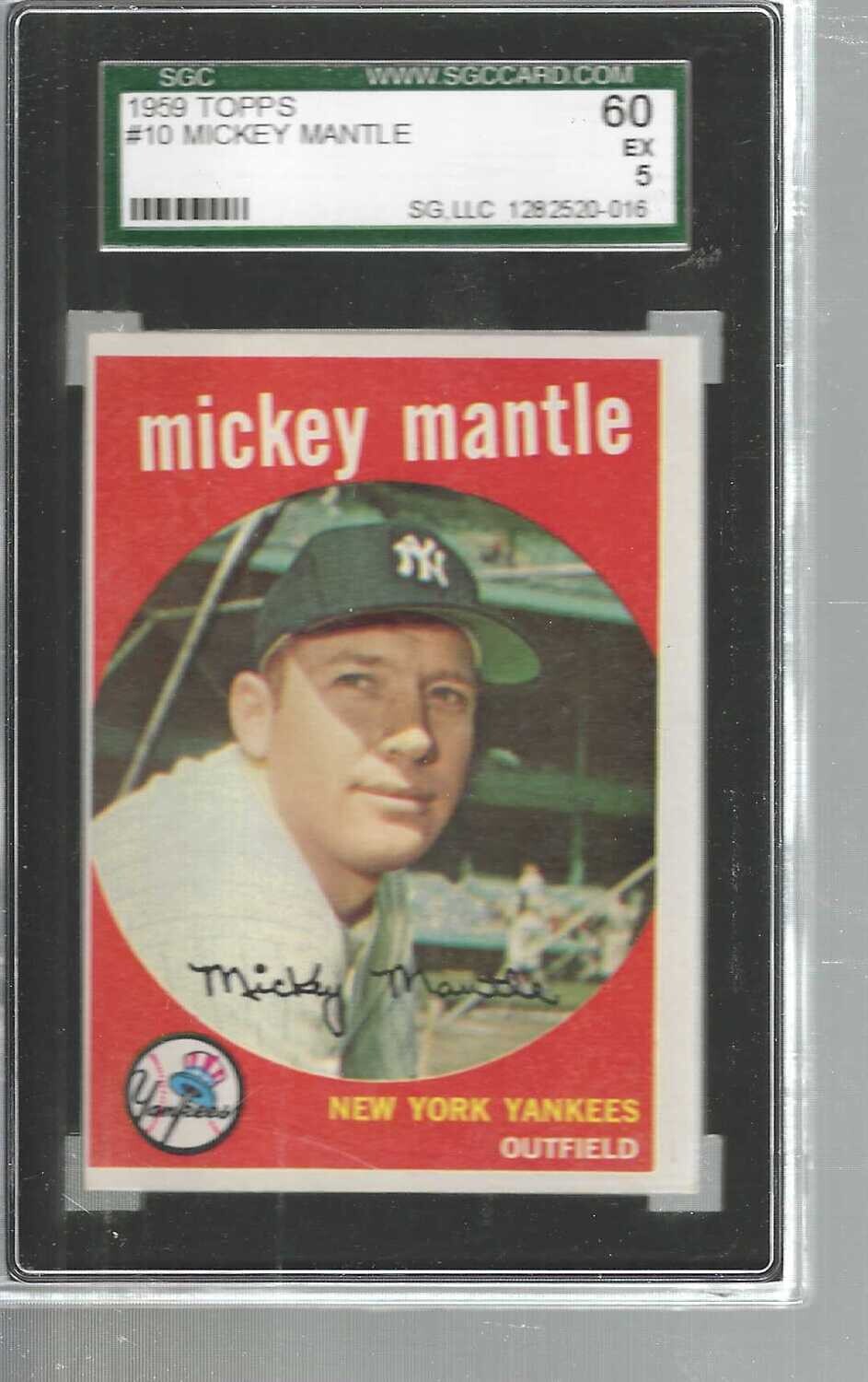 1959 Topps #10 Mickey Mantle SGC 5