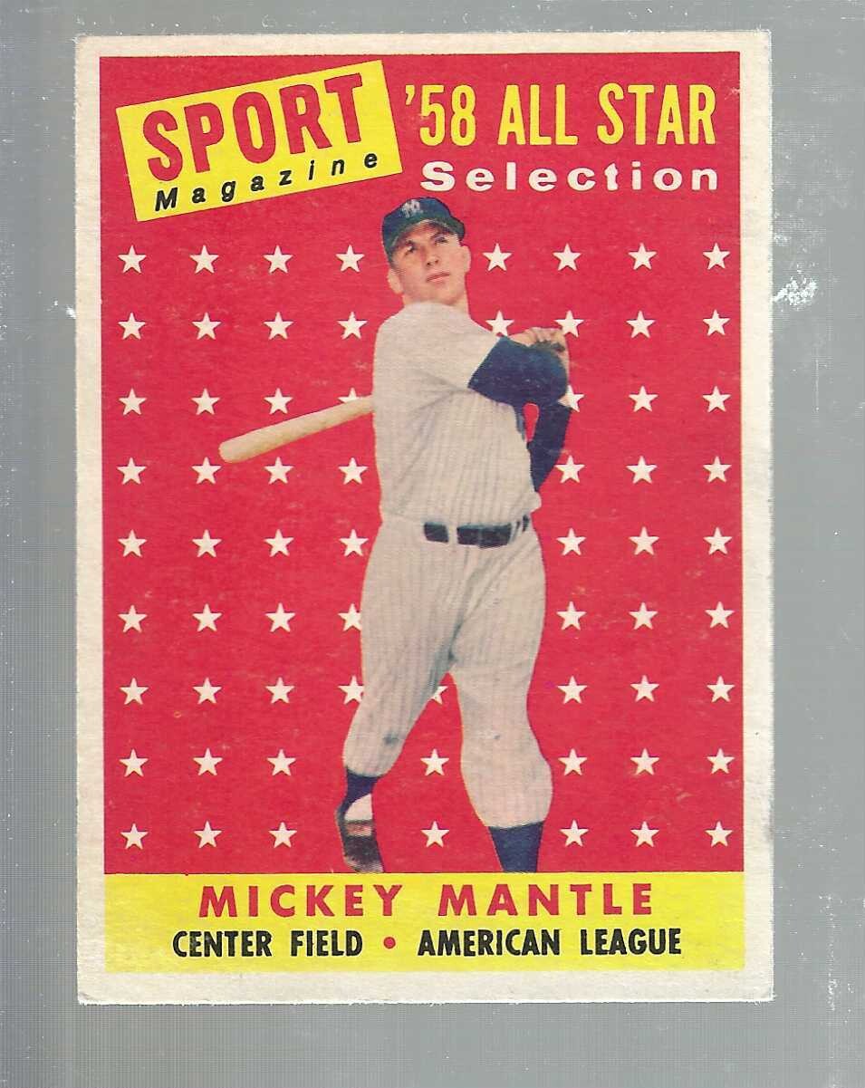 1958 Topps #487 Mickey Mantle Ex/Mint All Star list $500
