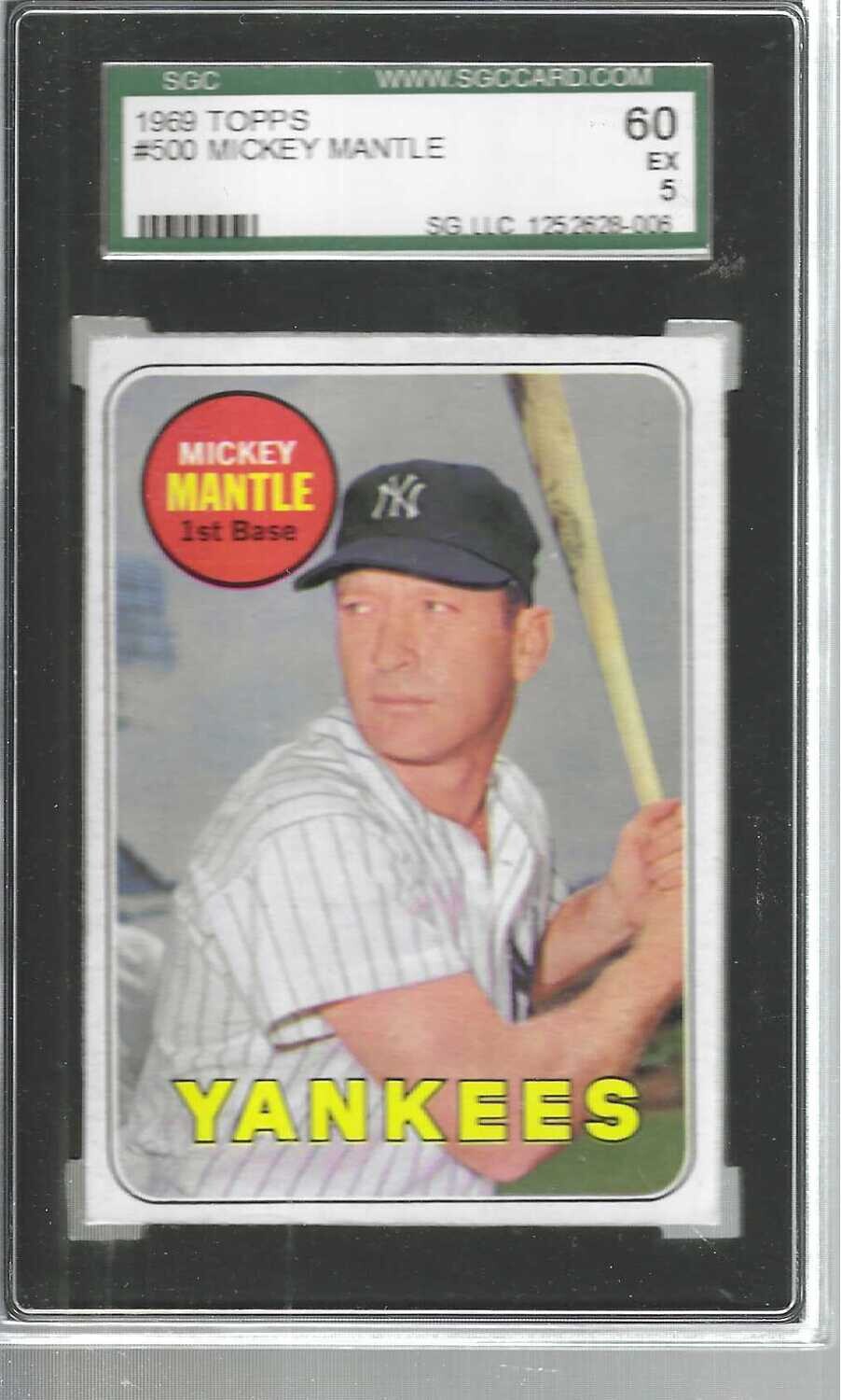 1969 Topps #500 Mickey Mantle SGC 5