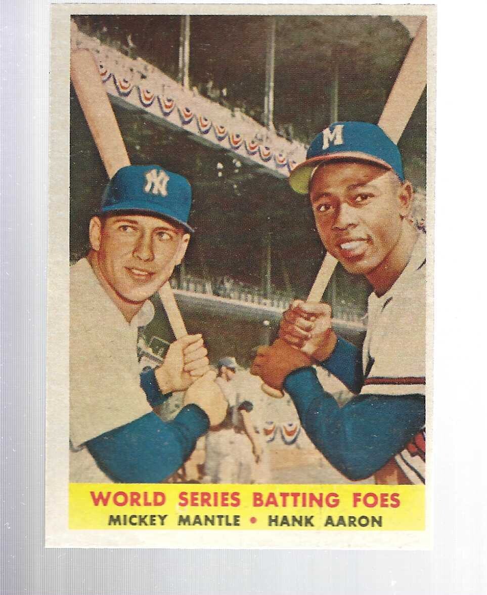 1958 Topps #418 World Series Batting Foes Mantle Aaron Ex+ List $1000