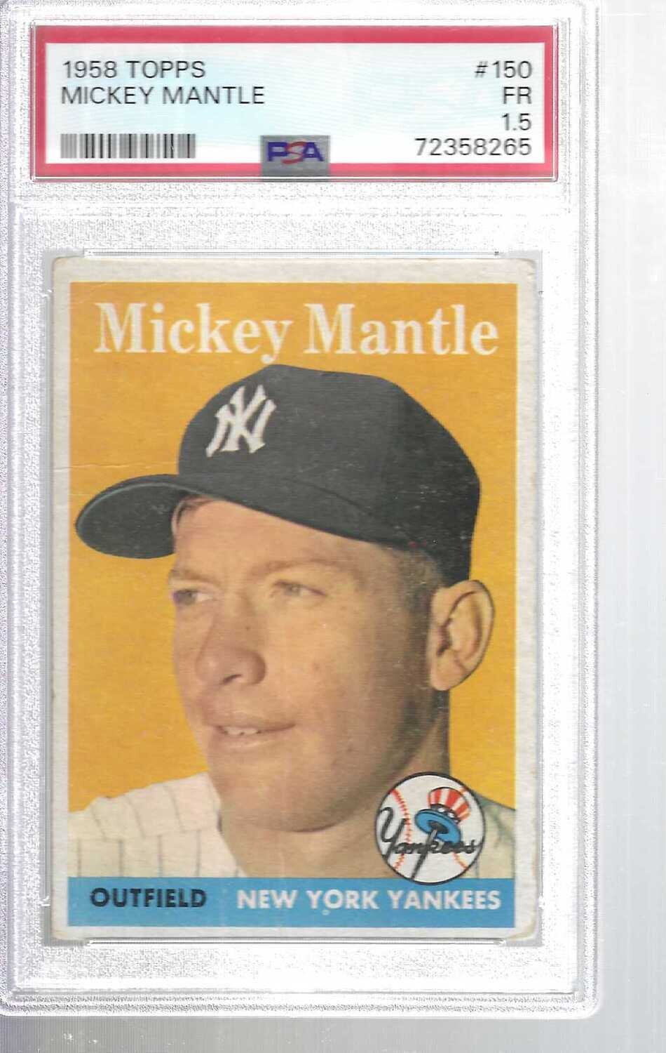 1958 Topps #150 Mickey Mantle PSA 1.5 Nicer