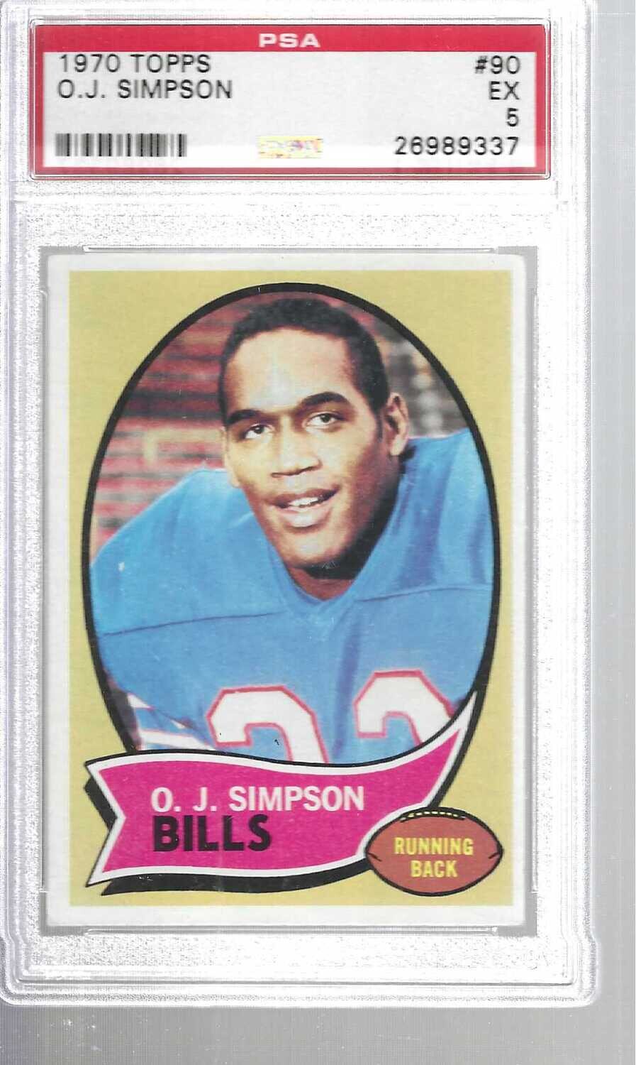 1970 Topps #90 O.J. Simpson rookie PSA 5