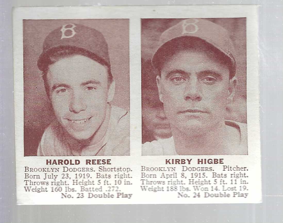 1941 Double Play #23/24 Pee Wee Reese rookie/Higbe list $500