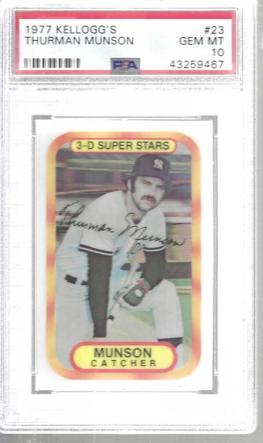 1977 Kelloggs #23 Thurman Munson PSA 10