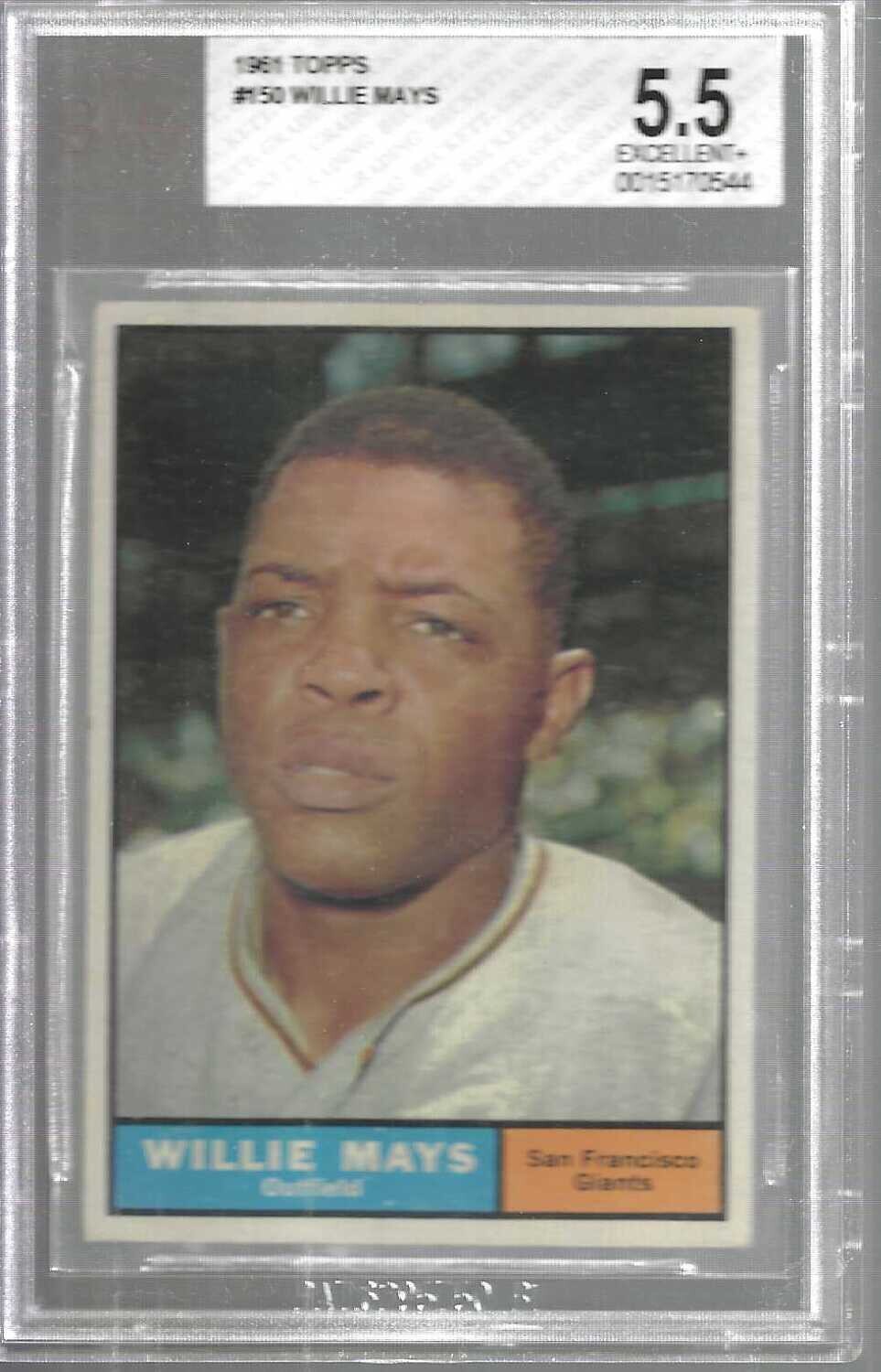 1961 Topps #150 Willie Mays Beckett graded 5.5