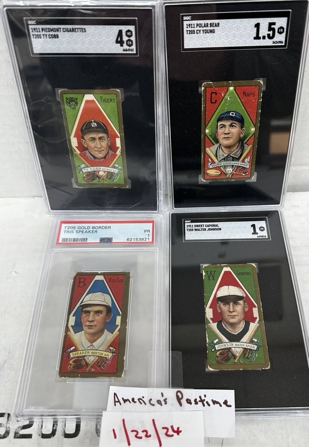 1911 T205 Baseball Complete set 204 cards