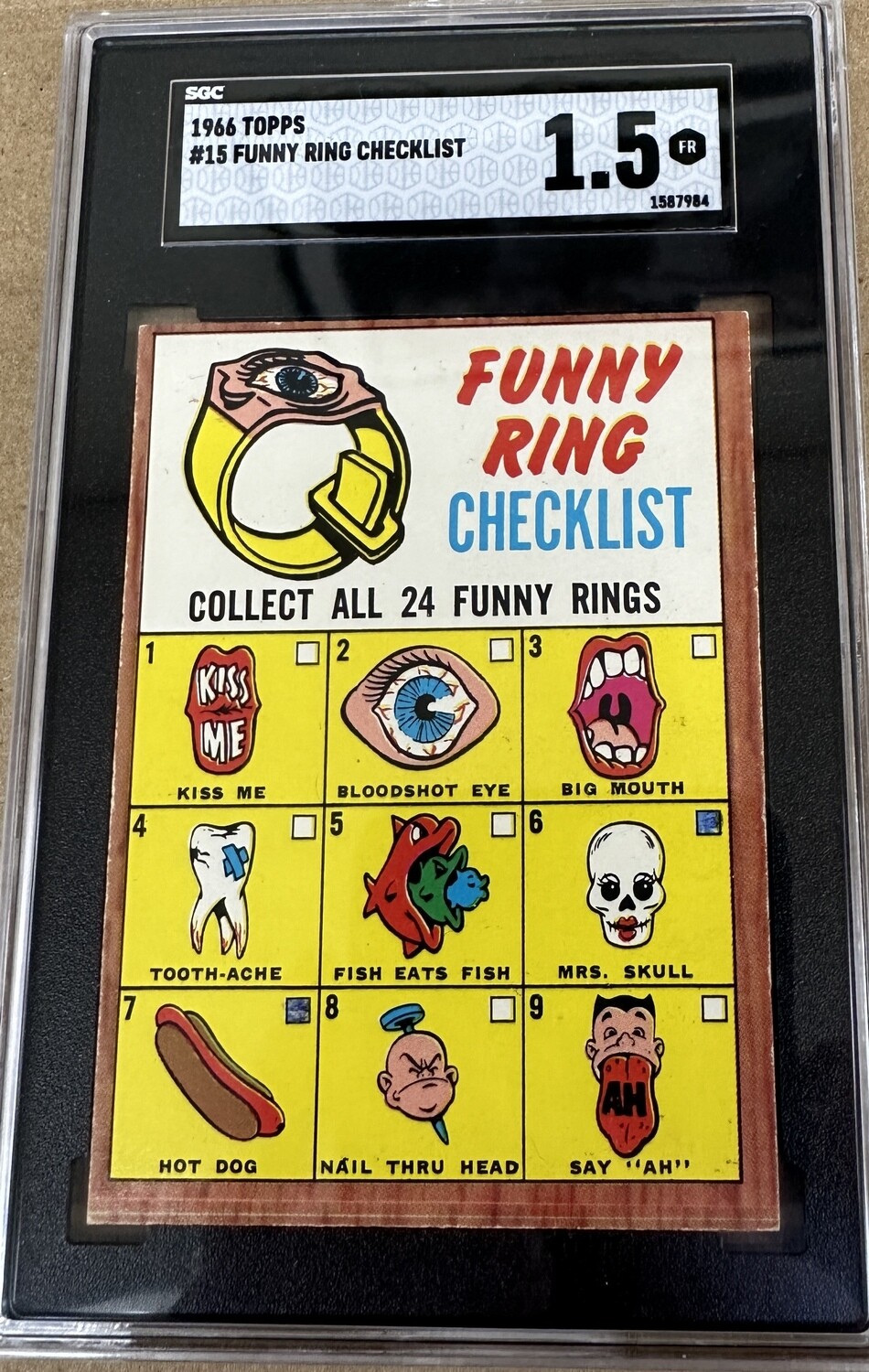 1966 Topps #15 Funny Ring Checklist Marked SGC 1.5