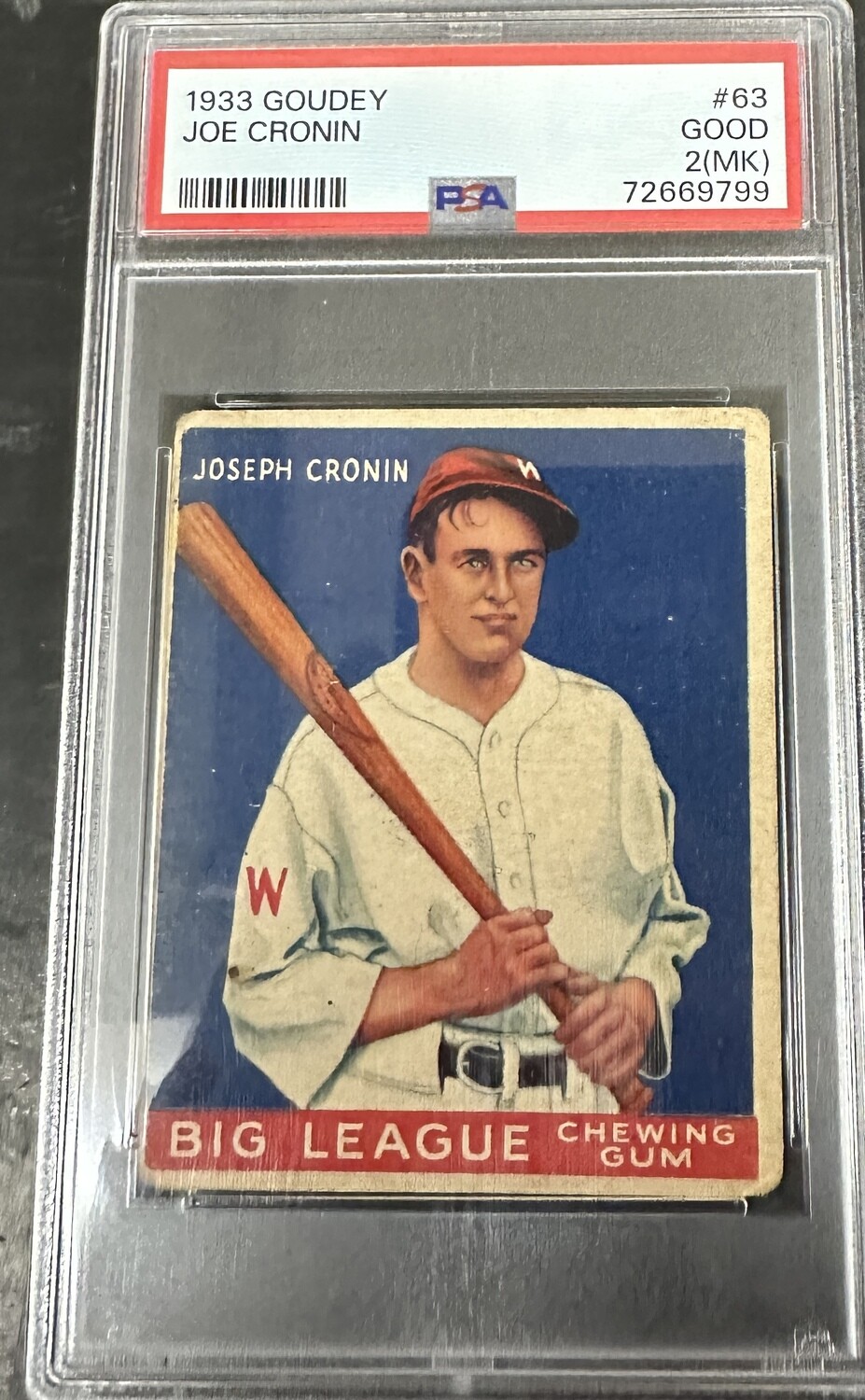 1933 Goudey #63 Joe Cronin PSA 2 MK