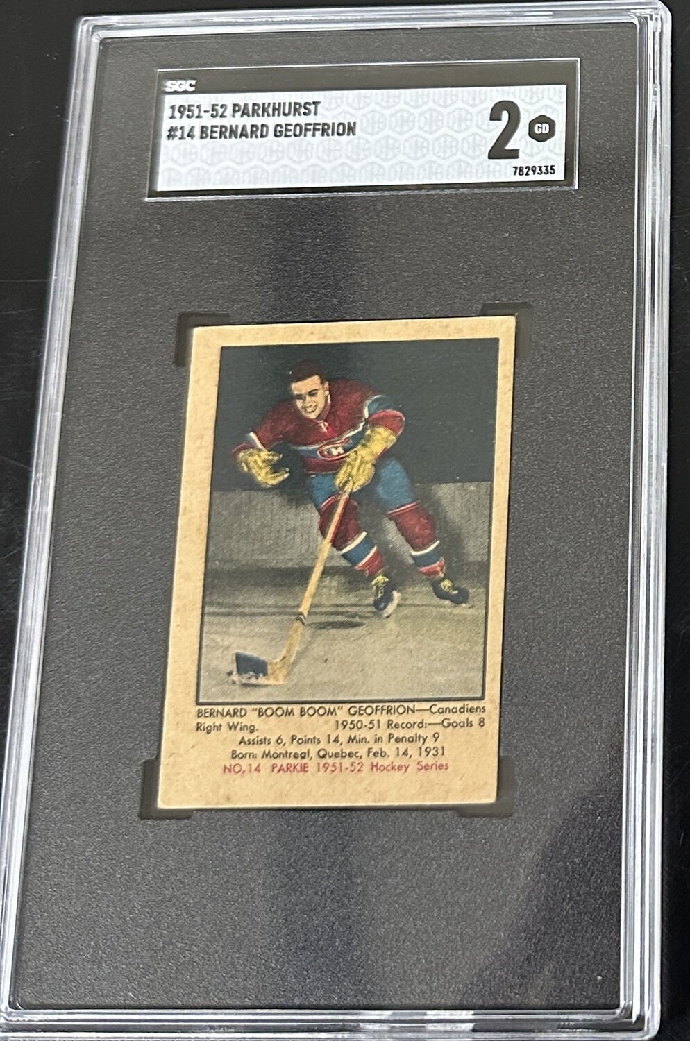 1951 Parkhurst #14 Boom Boom Geoffrion rookie SGC 2