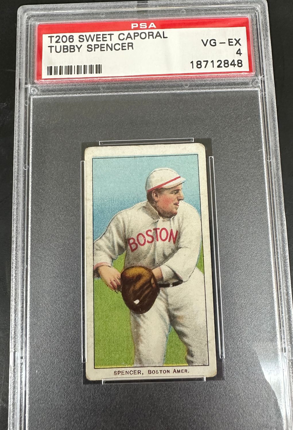 1909 T206 Sweet Caporal  Tubby Spencer Boston PSA 4