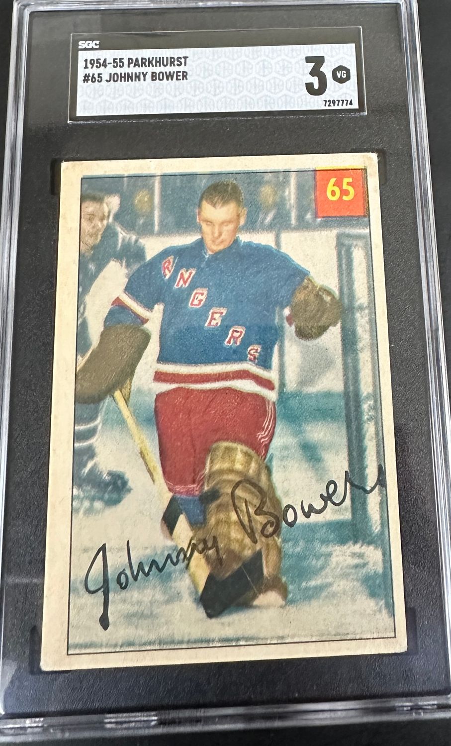 1954 Parkhurst #635 Johnny Bower rookie SGC Graded 3