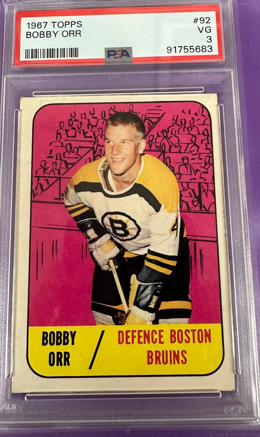 1967/68 Topps #92 Bobby Orr PSA 3