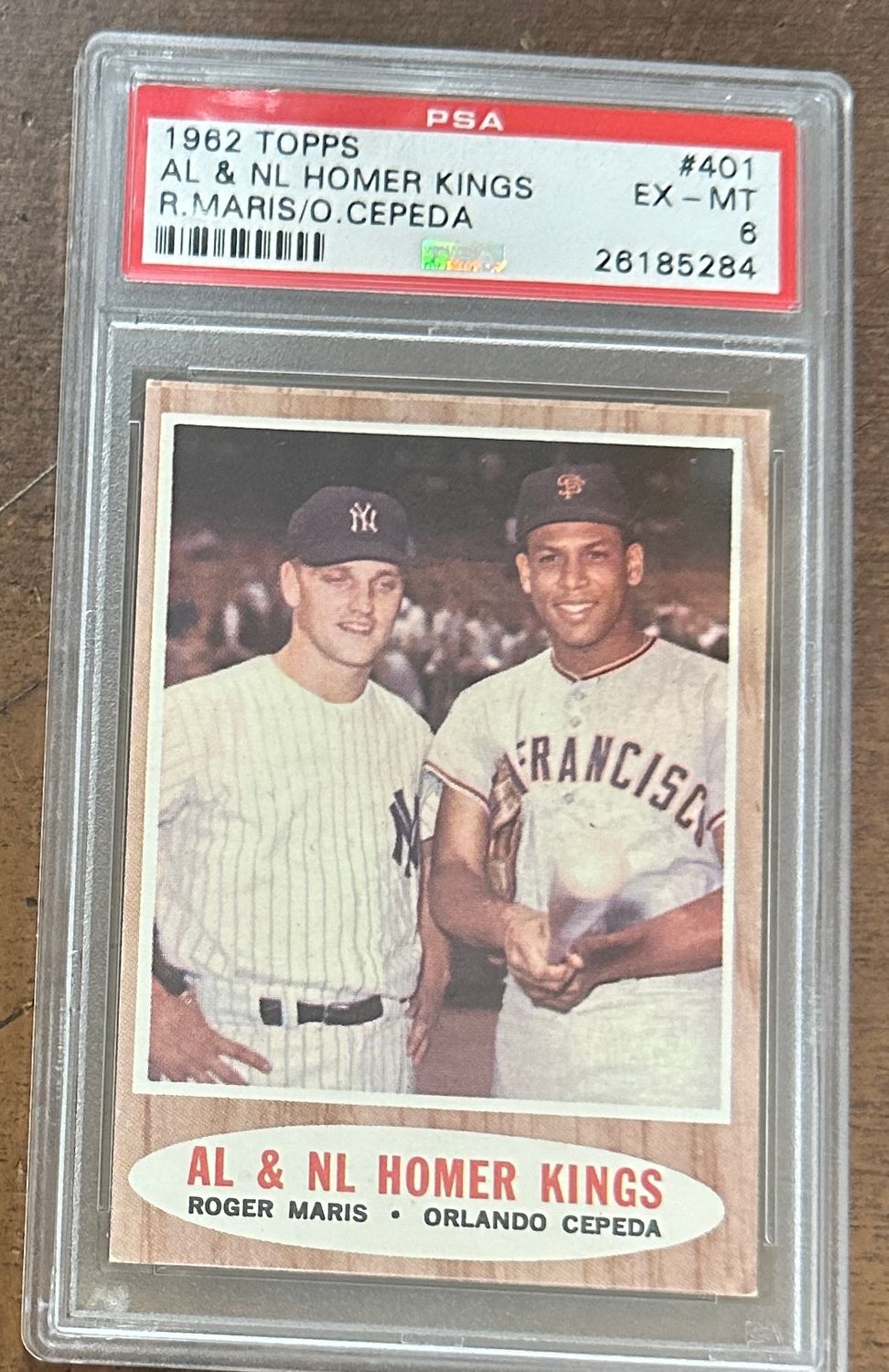 1962 Topps #401 AL NL Homer Kings Roger Maris PSA 6