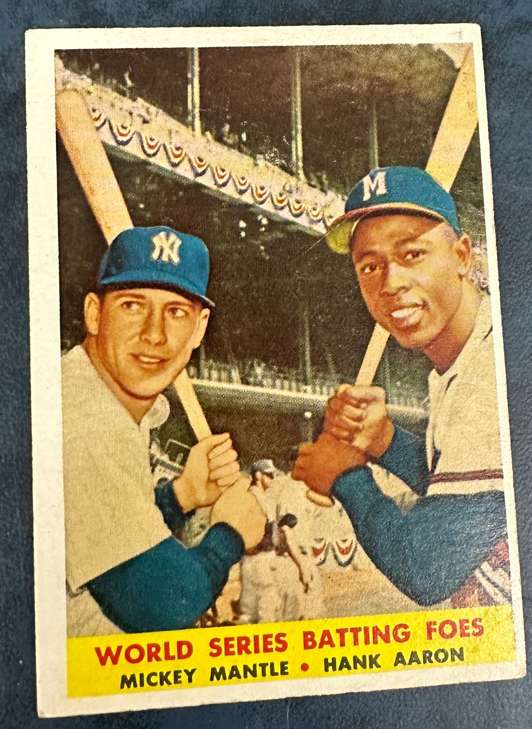 1958 Topps #418 World Series Batting Foes Mantle/Aaron Ex