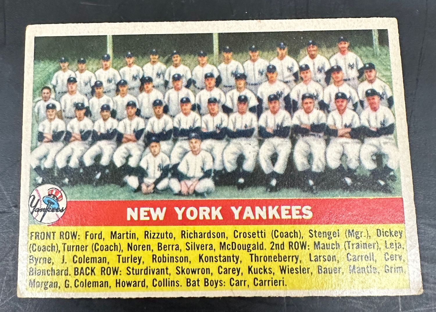 1956 Topps #251 NY Yankees Team Card Ex+