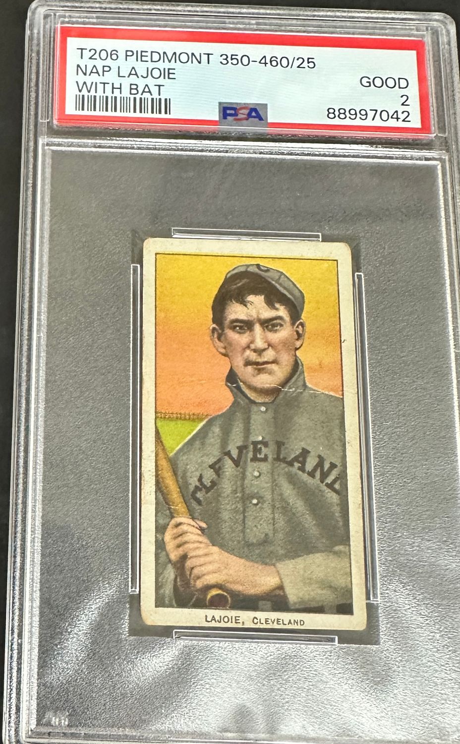 1909 T206 Piedmont Nap Lajoie with Bat PSA 2