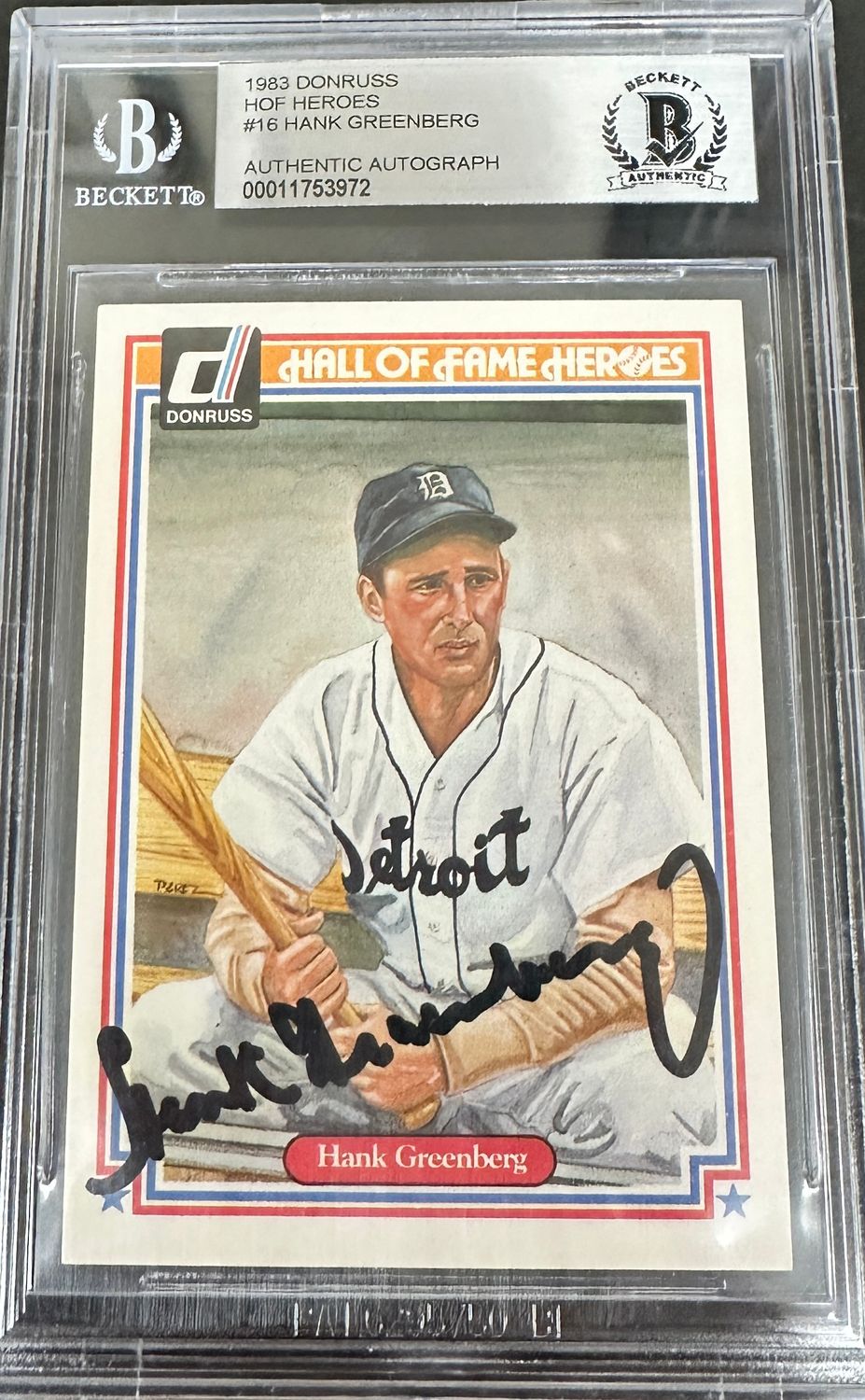 1983 Donruss HOF Heroes Hank Greenberg Autograph Beckett