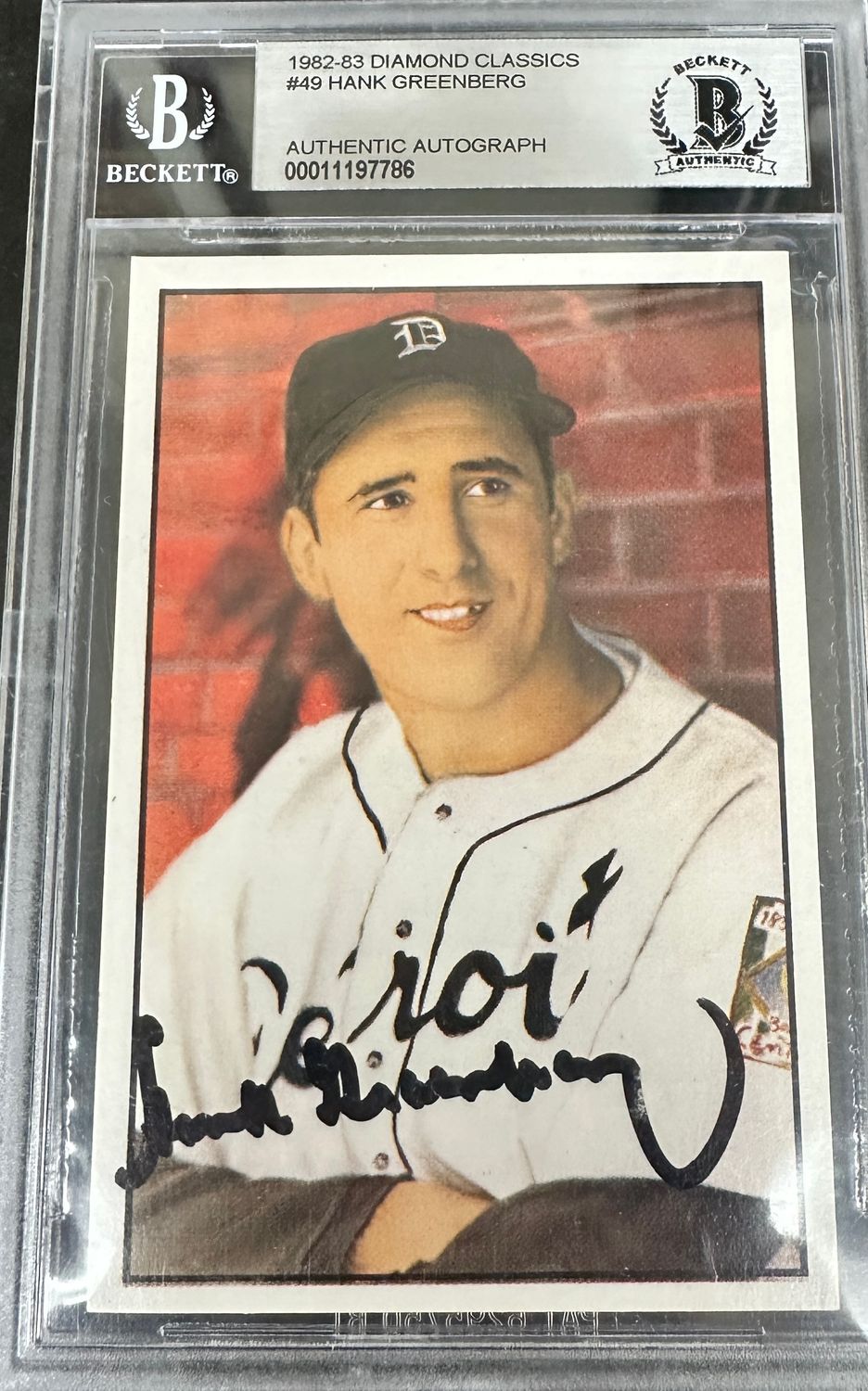1982-83 Diamond Classics Hank Greenberg Autograph Beckett