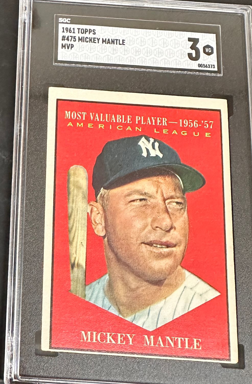 1961 Topps #475 Mickey Mantle MVP SGC 3