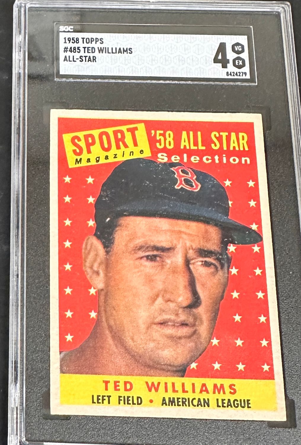 1958 Topps #485 Ted Williams All Star SGC 4