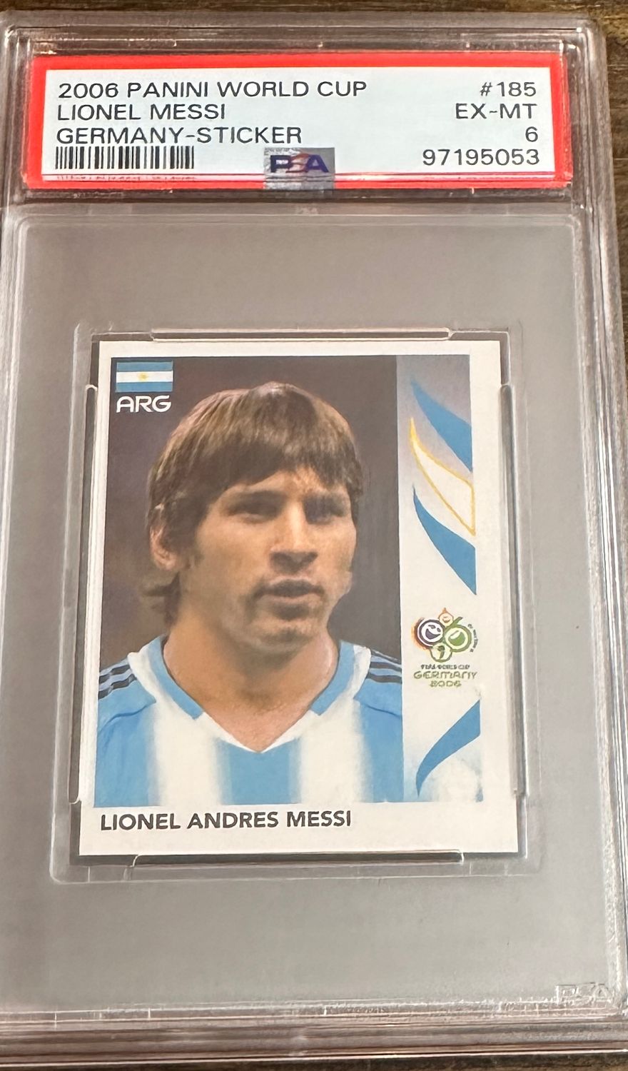 2006 Panini World Cup Lionel Messi Germany Sticker PSA 6