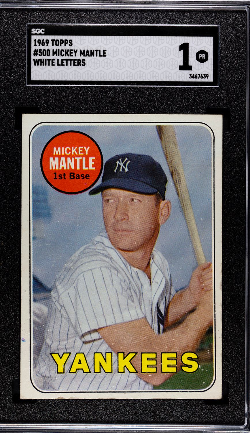 1969 Topps #500 Mickey Mantle White Letter Variation SGC 1