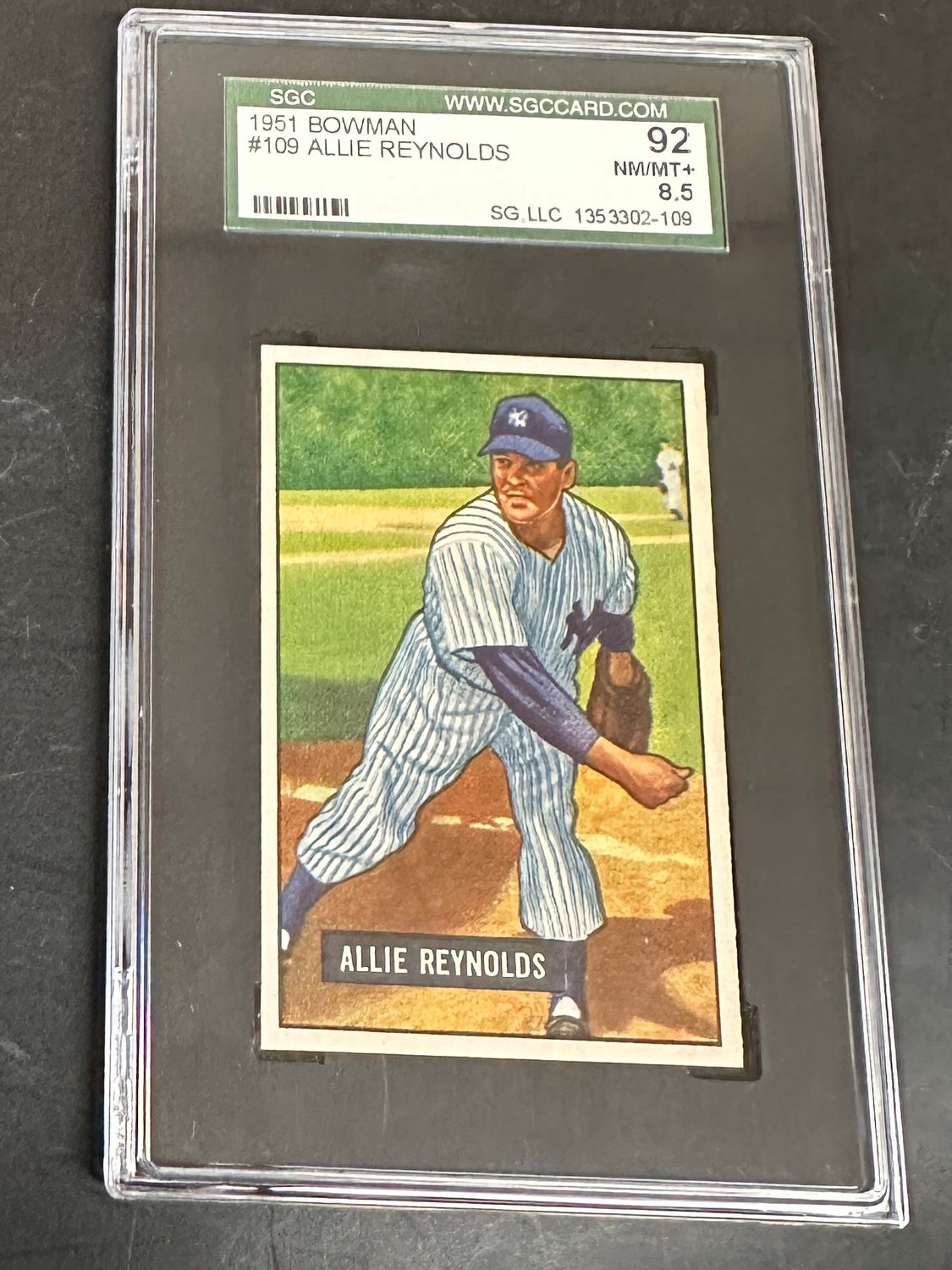 1951 Bowman #109 Allie Reynolds SGC 8.5