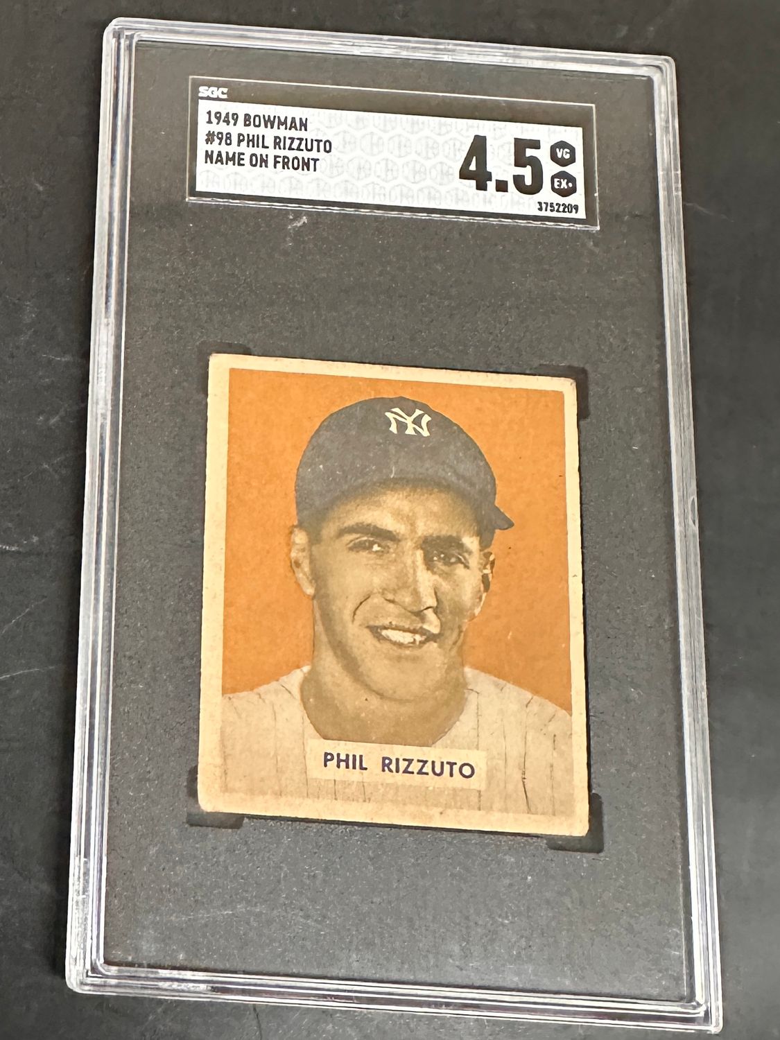 1949 Bowman #98 Phil Rizzuto Name On Front SGC 4.5