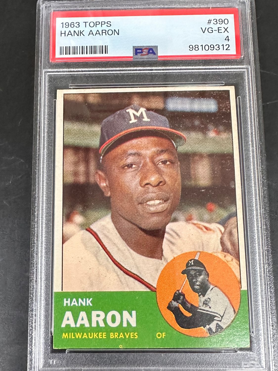 1963 Topps #390 Hank Aaron PSA 4 Nice!