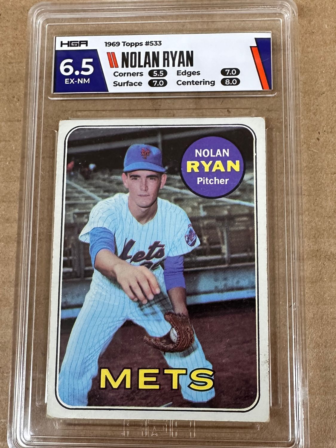 1969 Topps #533 Nolan Ryan HGA Graded 6.5 Ex/Mint