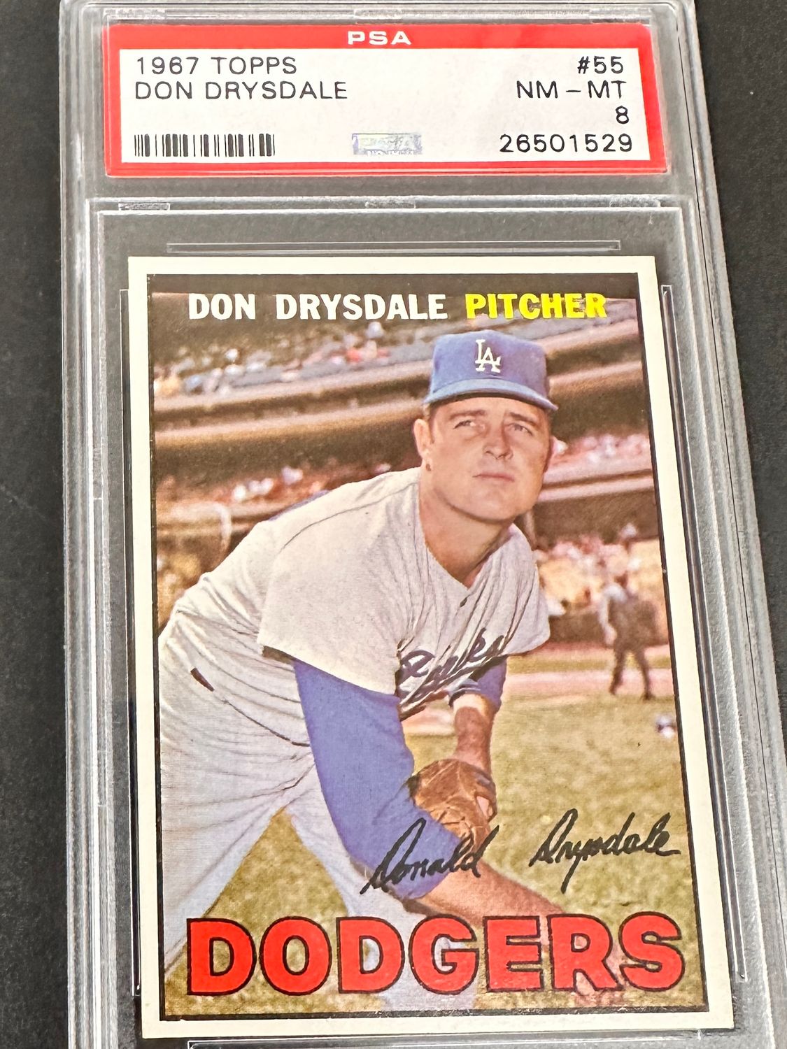 1967 Topps #55 Don Drysdale PSA 8