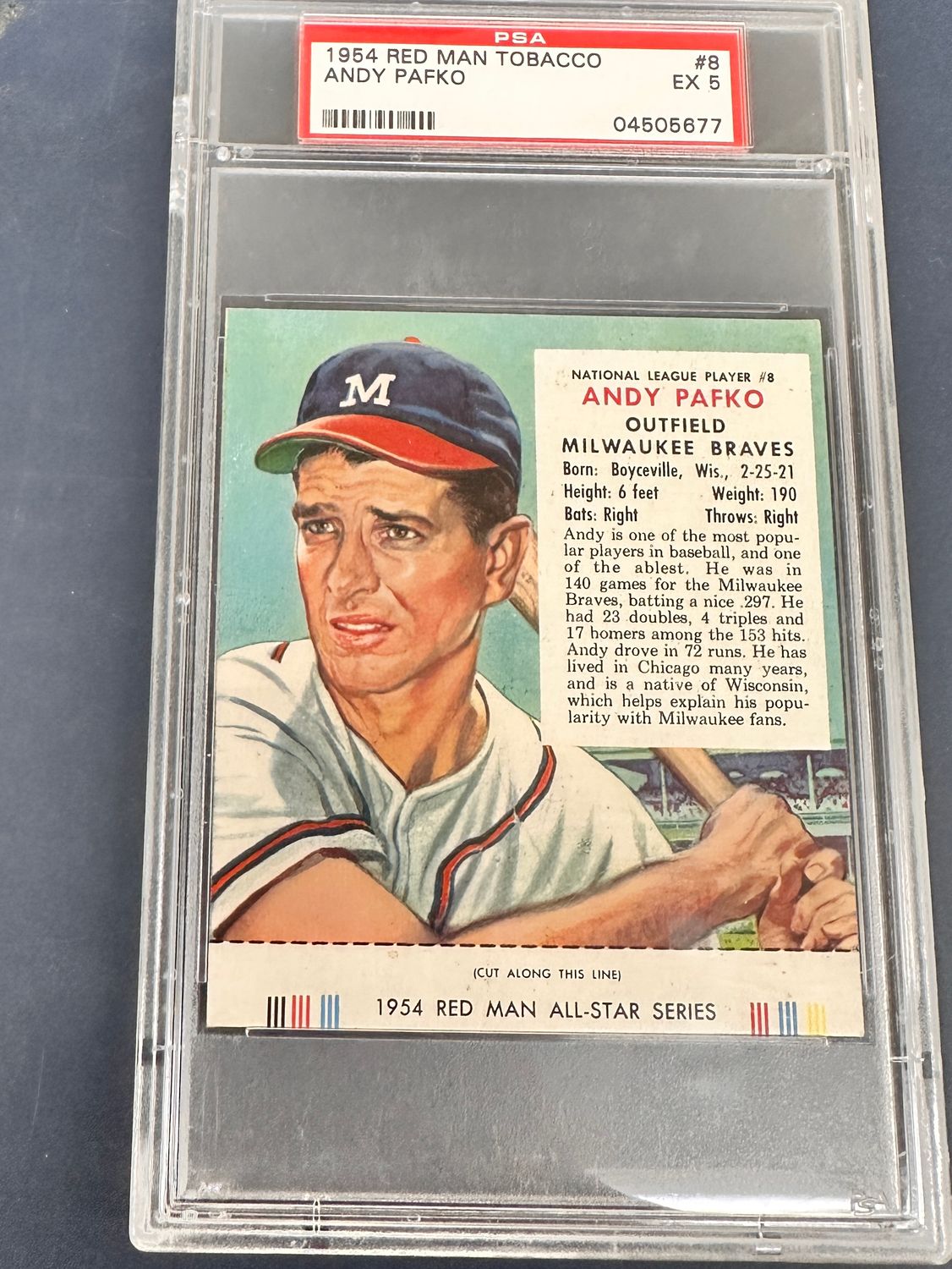 1954 Red Man #NL8 Andy Pafko PSA 5