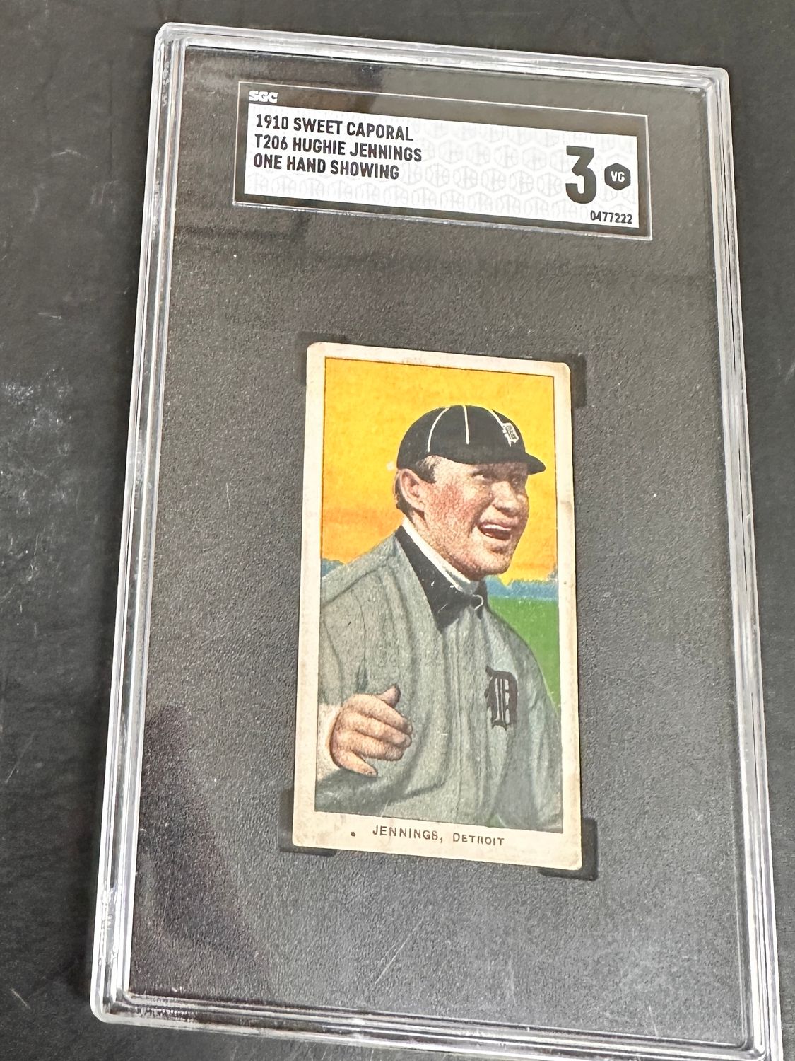1910 T206 Sweet Caporal Hughie Jennings One Hand Showing SGC 3