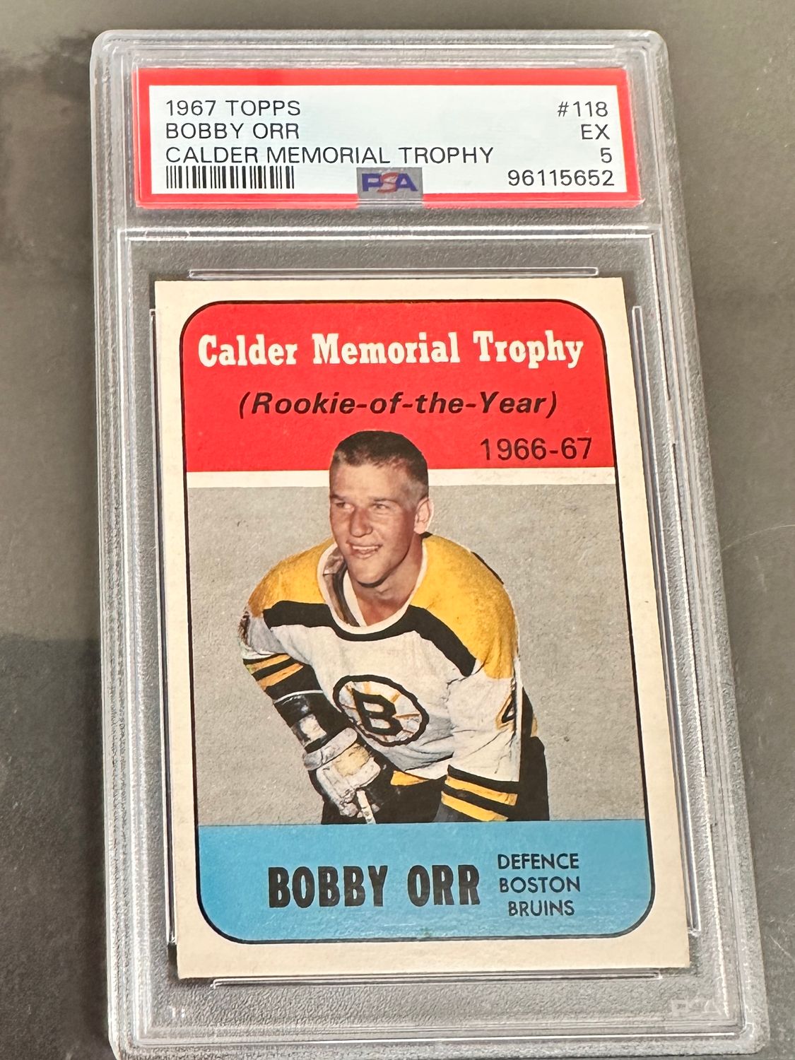 1967 Topps #118 Bobby Orr Calder Trophy PSA 5