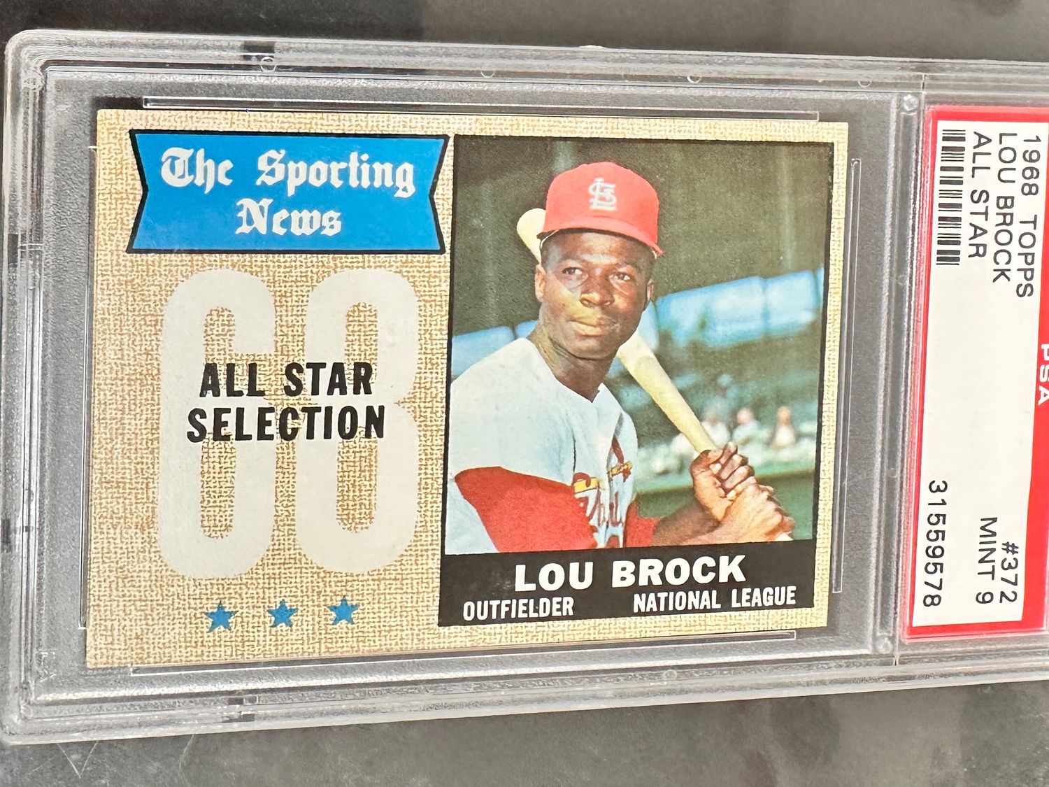 1968 Topps #372 Lou Brock All Star PSA 9