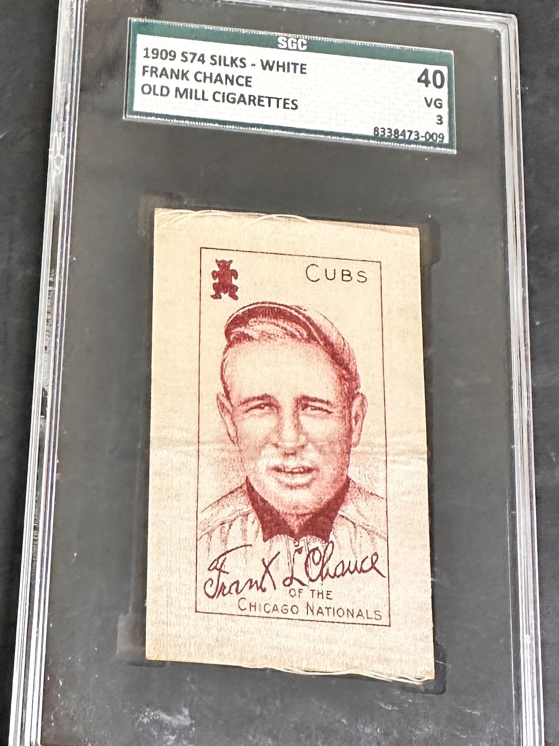 1909 S74 Silks White Frank Chance Old Mill Back SGC 3