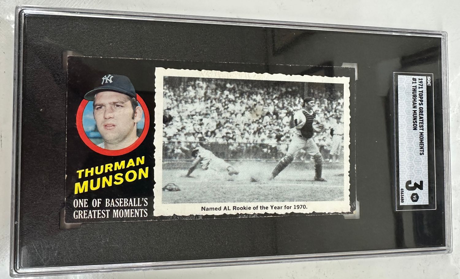 1971 Topps Greatest Moments #1 Thurman Monson SGC 3