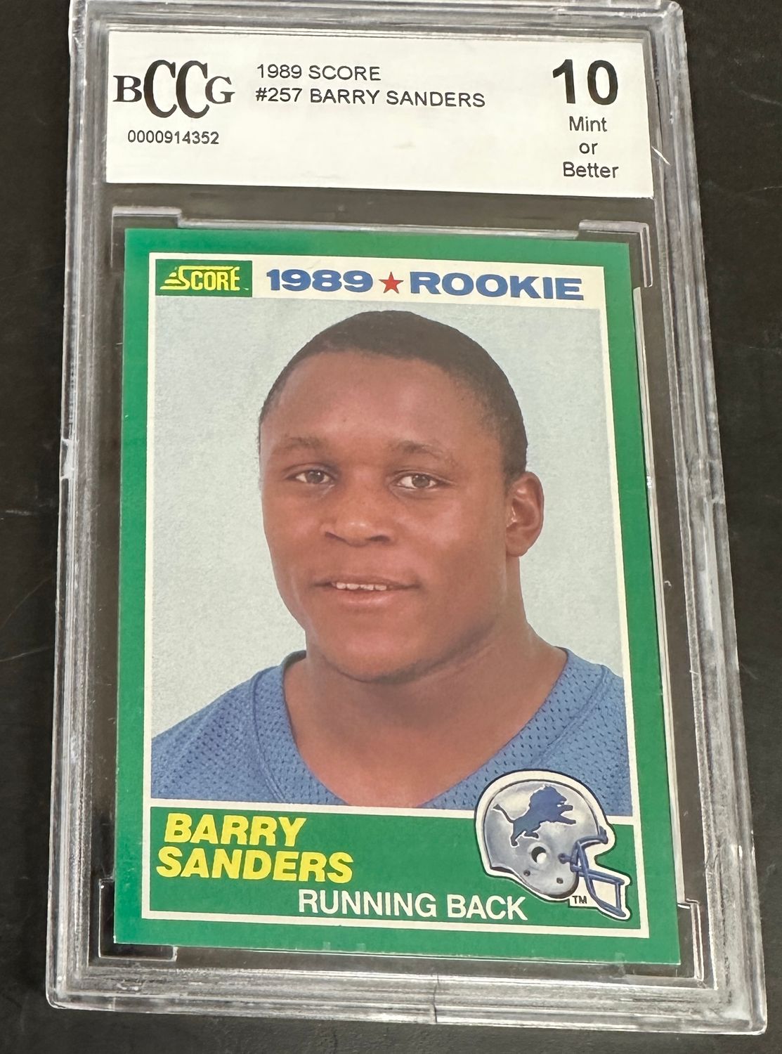1989 Score #257 Barry Sanders BCCG Graded 10 Gem Mint