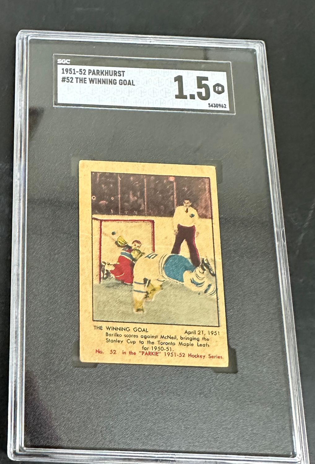 1951 Parkhurst #52 The Winning Goal SGC 1.5 Nicer!
