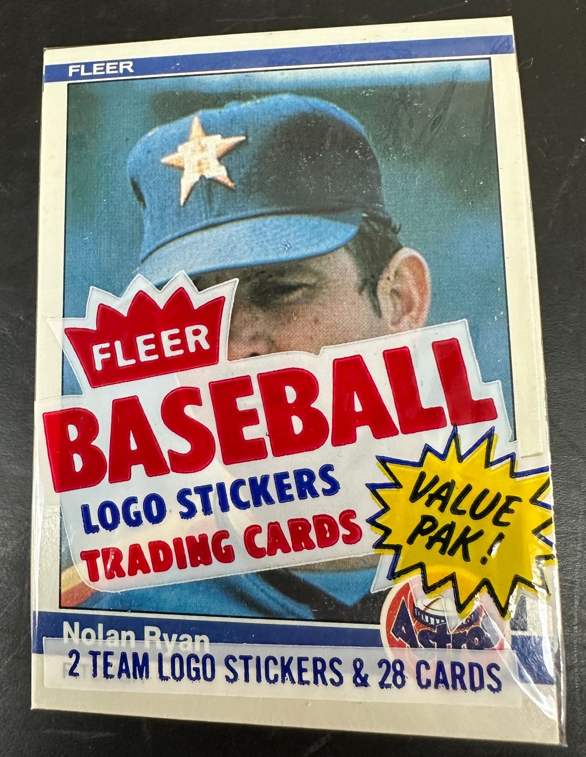 1984 Fleer Sealed Cello Pack w/ Nolan Ryan on Top