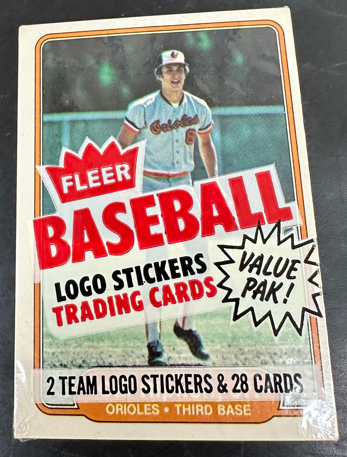 1982 Fleer Sealed Cello Pack w/ Cal Ripken Jr. rookie on Top