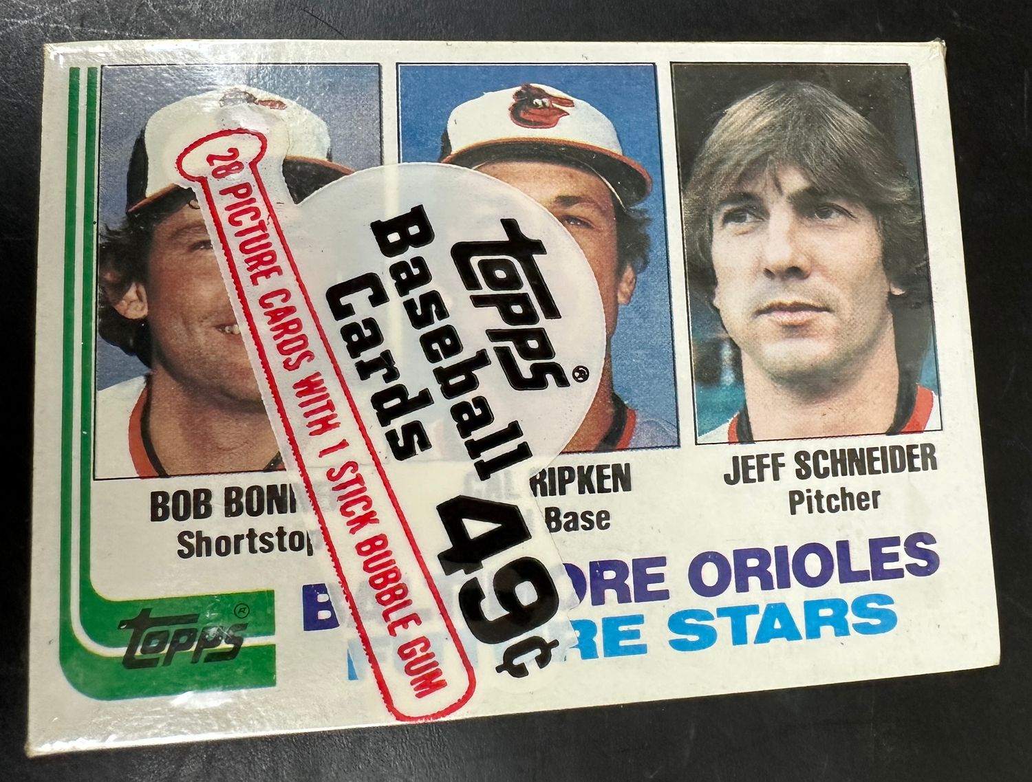 1982 Topps Sealed Cello Pack w/ Cal Ripken Jr. rookie on Top